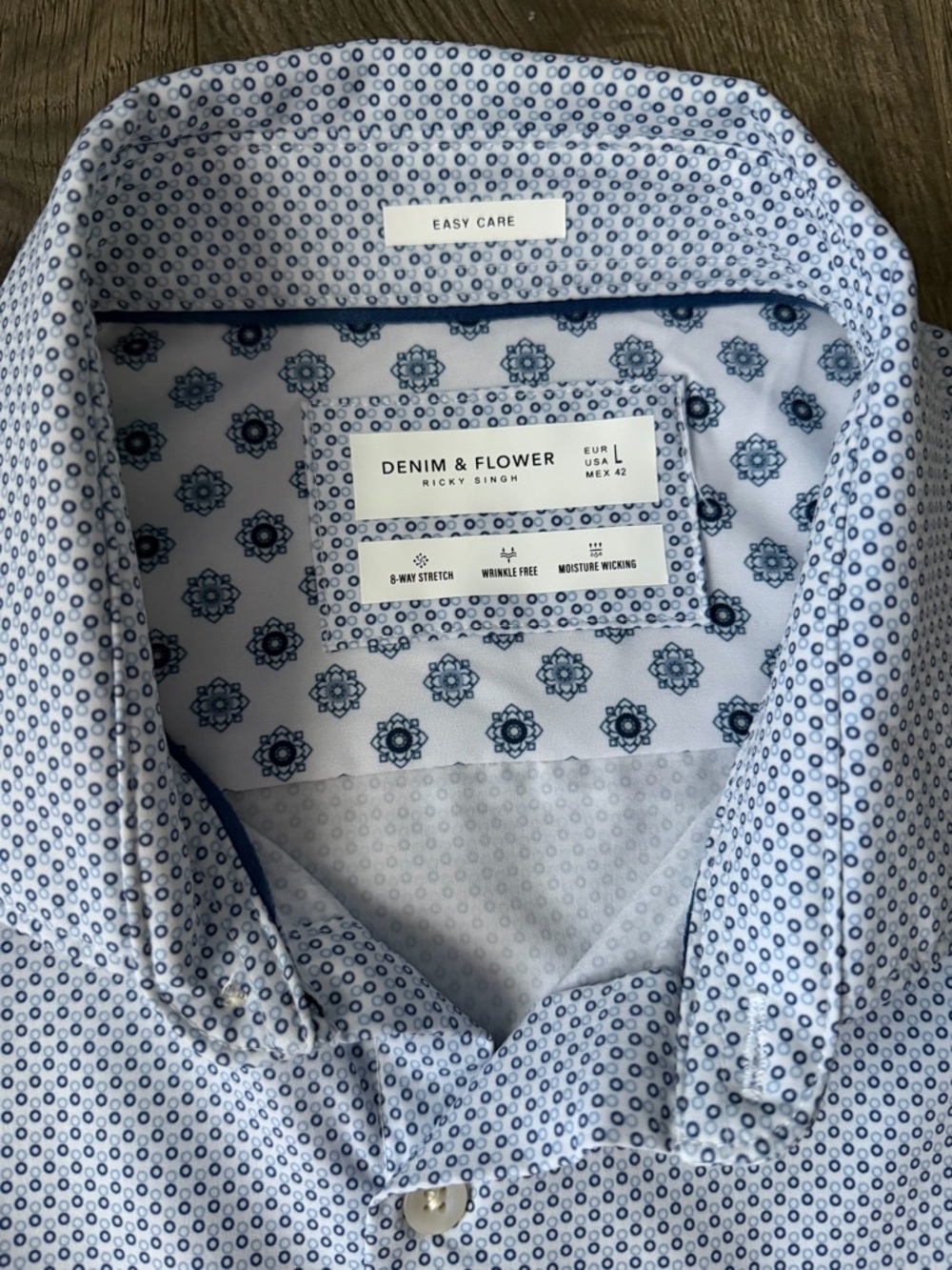 Denim & Flower Men's Blue Micro-Print Button-Down Shirt